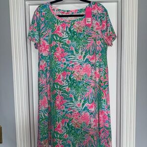 Lilly Pulitzer Cody Short Sleeve Dress in Amalfi Blue Leaf It Wild NWT